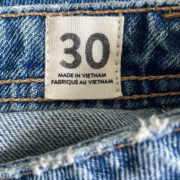 Free People We The Free Mambo Light Wash Denim Midi Skirt Distressed 30 - Picture 7 of 8